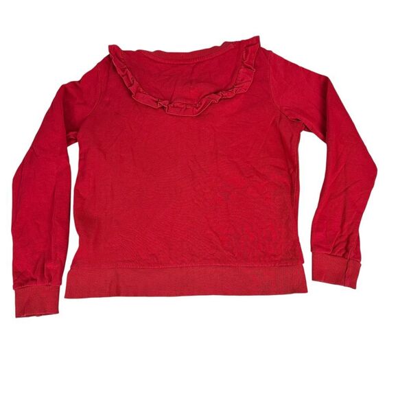 Hanna Andersson Red Ruffle Sweatshirt 150 / 12 Slight Fade - Picture 2 of 6